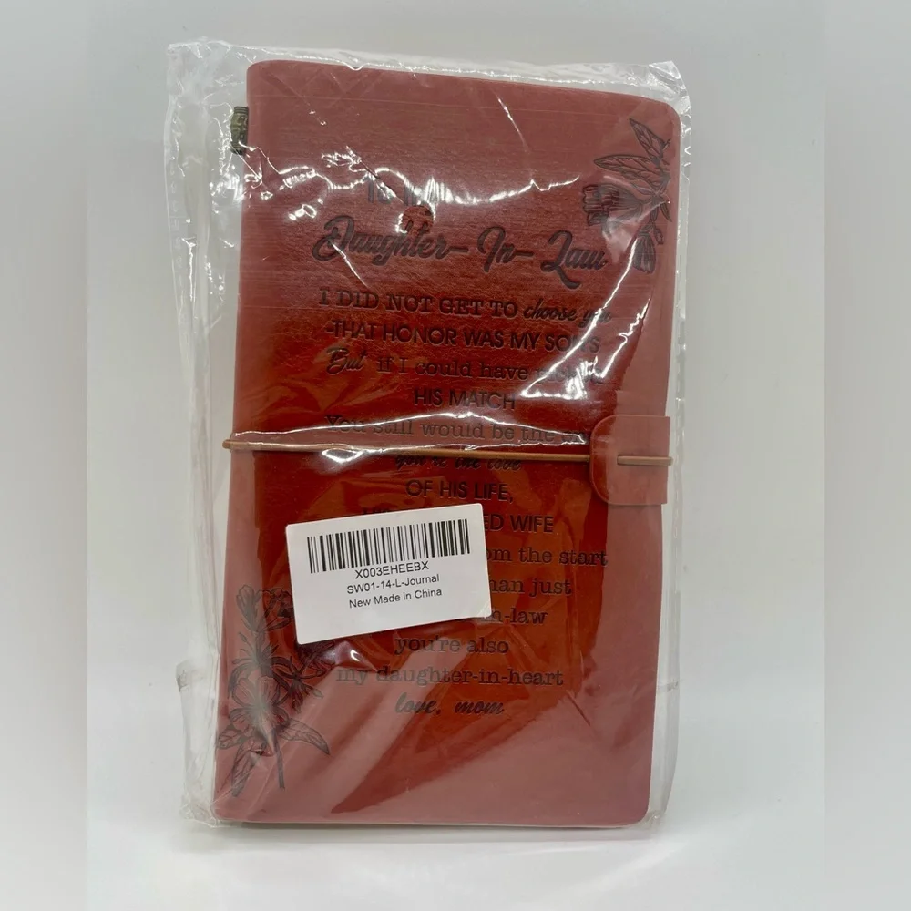 Red Brown Leather Journal with Floral Design New Sealed Writing Self Care Words